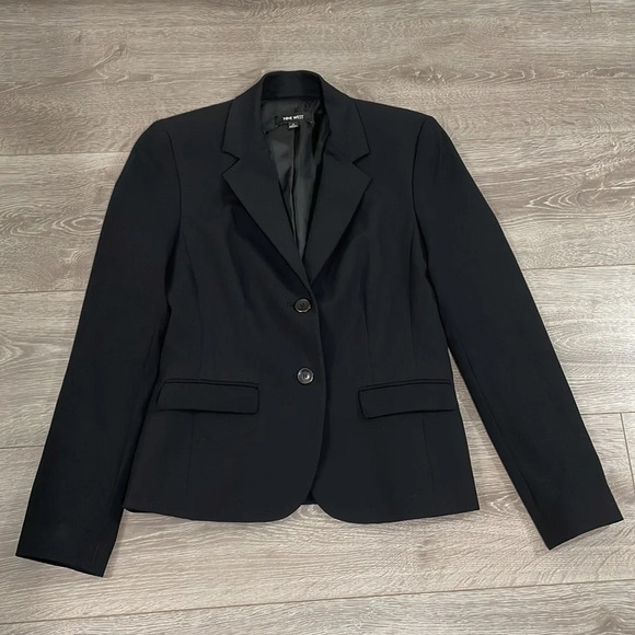 Nine West Two Button Suit Jacket Blazer Black Collared 2 - Picture 3 of 12